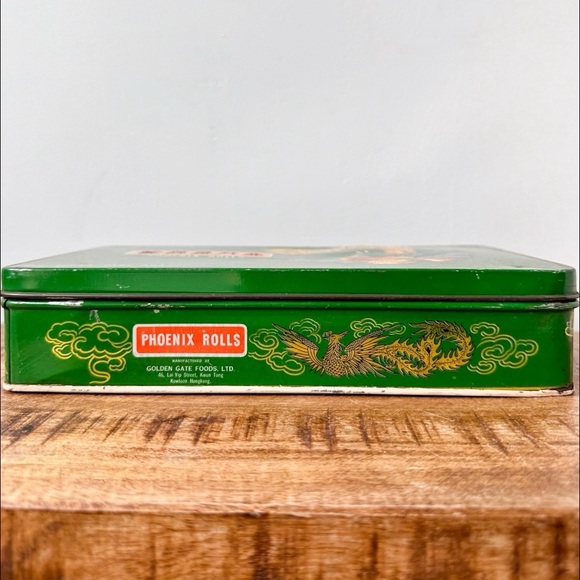Golden Phoenix Green Enamel Tin Stash Box - Picture 4 of 9